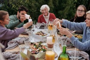 people eating dinner outdoors