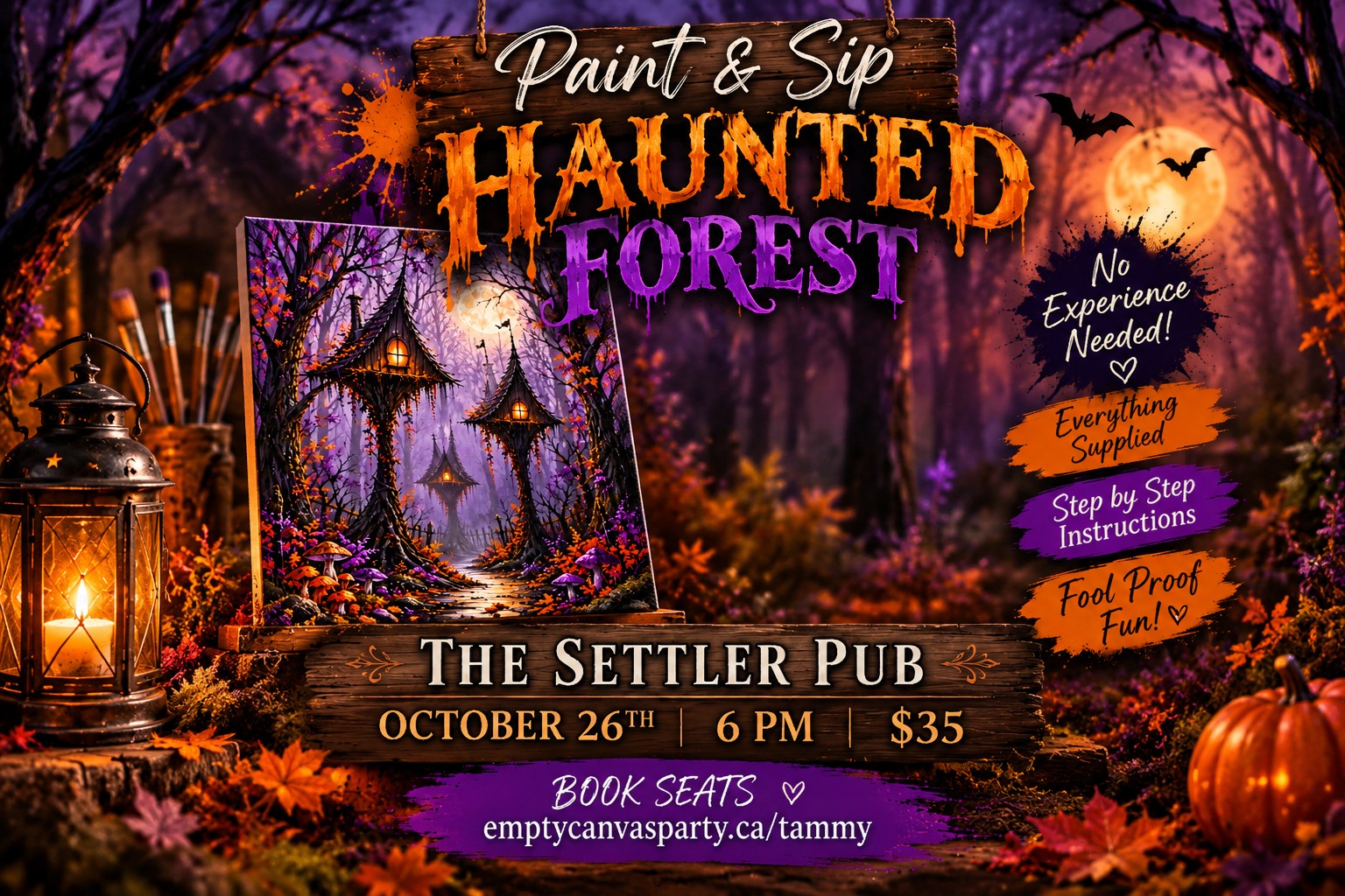 Paint a Halloween Forest canvas Paint Night workshop